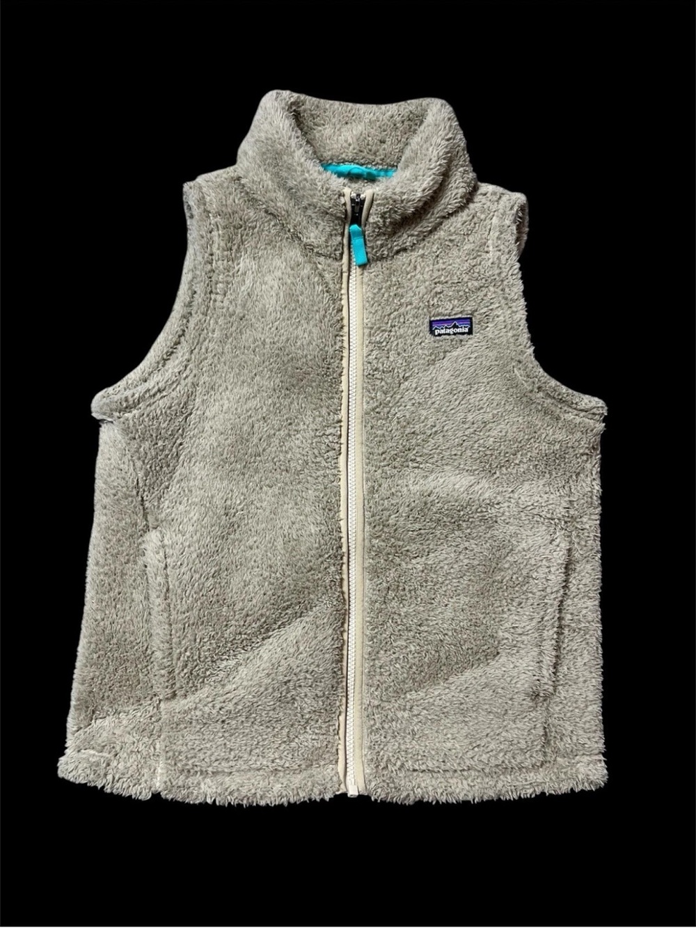 Patagonia Worn Wear Girls Los Gatos Vest El Cap Khaki Strait Blue Size XL